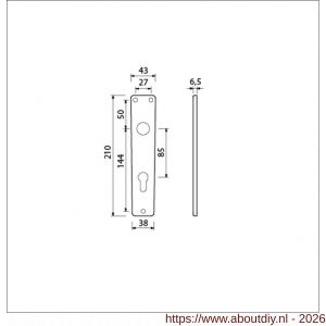Ami 218/3 RH langschild aluminium rondhoek profielcilinder PC 85 F2 - A10900665 - afbeelding 2