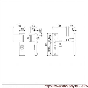 Ami VHB 193/15-90/60 KT veiligheidsvoordeur-duwerkortschild SKG*** kerntrekbeveiliging VHB 193/15 deurduwer 90/60 links KT 55 binnen profielcilinder PC 55 en deurkruk 332 F1 deurdikte 38-42 mm - A10901279 - afbeelding 5