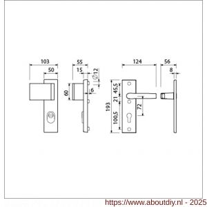 Ami VHB 193/15-90/60 KT veiligheidsvoordeur-duwerkortschild SKG*** kerntrekbeveiliging VHB 193/15 deurduwer 90/60 links KT 72 binnen profielcilinder PC 72 en deurkruk 332 F1 deurdikte 38-42 mm - A10901281 - afbeelding 5