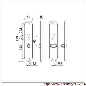 Ami 250/50/8/1 langschild aluminium toilet- en badkamersluiting WC 8x63 mm F1 R6,5/R7,3 - A10900679 - afbeelding 2