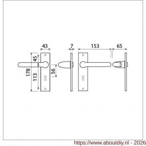 Ami KS 178/43-386 kruk-kruk garnituur deurkruk 386 Rota kortschild 178/43 sleutelgat SLG 56 F1 deurdikte 38-42 mm - A10900112 - afbeelding 2