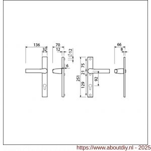 Ami VHB 251/32-379 veiligheids Rotaveer kruk-kruk smalschildgarnituur SKG** VHB deurkruk 379 Rota 251/32 profielcilinder PC 92 F1 en deurkruk 379 Rota 251/32 profielcilinder PC 92 deurdikte 53-57 mm - A10900891 - afbeelding 5