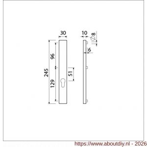 Ami 245/30 smalschild aluminium zonder krukgat profielcilinder PC 72 M5 F1 - A10900779 - afbeelding 2
