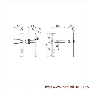 Ami VHB 251/32-166-379 veiligheids Rotaveer knop-kruk smalschildgarnituur SKG** VHB 251/32 profielcilinder PC 92 Kn 166 links F1 en deurkruk 379 Rota 251/32 profielcilinder PC 92 deurdikte 53-57 mm - A10900869 - afbeelding 5