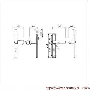 Ami VHB 251/32-166-379 veiligheids Rotaveer knop-kruk smalschildgarnituur SKG** VHB 251/32 profielcilinder PC 72 Kn 166 rechts F1 en deurkruk 379 Rota 251/32 profielcilinder PC 72 deurdikte 53-57 mm - A10900868 - afbeelding 5