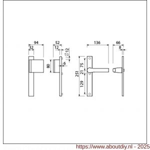 Ami VHB 251/32-90/80-379 veiligheids Rotaveer duwer-kruk smalschildgarnituur SKG** VHB 251/32 blind deurduwer 90/80 rechts F1 en deurkruk 379 Rota 251/32 blind deurdikte 53-57 mm - A10900817 - afbeelding 5