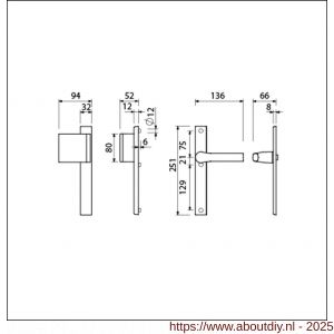 Ami VHB 251/32-90/80-379 veiligheids Rotaveer duwer-kruk smalschildgarnituur SKG** VHB 251/32 blind deurduwer 90/80 links F1 en deurkruk 379 Rota 251/32 blind deurdikte 53-57 mm - A10900816 - afbeelding 5