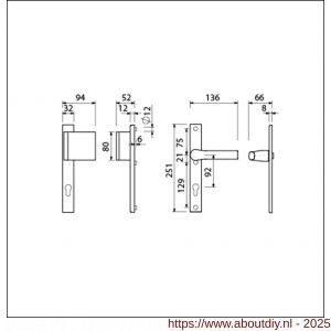 Ami VHB 251/32-90/80-379 veiligheids Rotaveer duwer-kruk smalschildgarnituur SKG** VHB 251/32 profielcilinder PC 92 deurduwer 90/80 rechts F1 en deurkruk 379 Rota 251/32 profielcilinder PC 92 deurdikte 53-57 mm - A10900823 - afbeelding 5