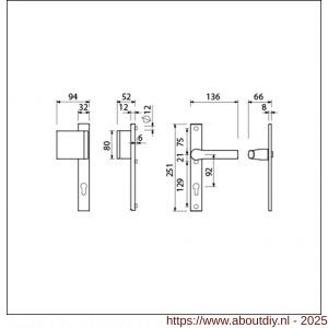 Ami VHB 251/32-90/80-379 veiligheids Rotaveer duwer-kruk smalschildgarnituur SKG** VHB 251/32 profielcilinder PC 92 deurduwer 90/80 links F1 en deurkruk 379 Rota 251/32 profielcilinder PC 92 deurdikte 53-57 mm - A10900822 - afbeelding 5