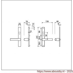 Ami VHB 251/32-379 veiligheids Rotaveer kruk-kruk smalschildgarnituur SKG** VHB deurkruk 379 Rota 251/32 profielcilinder PC 92 omkeer F1 Fuhr 689 deurdikte 53-57 mm - A10900894 - afbeelding 4