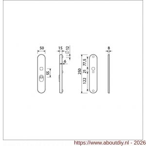 Ami VHB 250/15 KT veiligheidslangschild SKG*** kerntrekbeveiliging ovaal VHB 250/50/15 buiten kerntrek KT 55 en binnen blind F1 deurdikte 38-42 mm - A10901468 - afbeelding 2