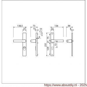 Ami VHB 251/37-379 KT veiligheids Rotaveer kruk-kruk smalschildgarnituur SKG*** kerntrekbeveiliging VHB en deurkruk 379 Rota 251/37 KT 72 F1 en deurkruk 379 Rota 251/32 profielcilinder PC 72 deurdikte 53-57 mm - A10901620 - afbeelding 5