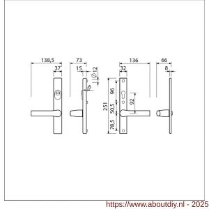 Ami VHB 251/37-379 KT veiligheids Rotaveer kruk-kruk smalschildgarnituur SKG*** kerntrekbeveiliging VHB en deurkruk 379 Rota 251/32 KT 92 omkeer en deurkruk 379 Rota 251/32 profielcilinder PC 92 omkeer F1 deurdikte 53-57 mm - A10901622 - afbeelding 4