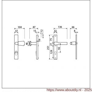 Ami VHB 251/37-166 KT veiligheids Rotaveer knop-kruk smalschildgarnituur SKG*** kerntrekbeveiliging VHB 251/37 KT 92 knop 166 rechts F1 en deurkruk 379 Rota 251/32 profielcilinder PC 92 deurdikte 53-57 mm - A10901614 - afbeelding 5