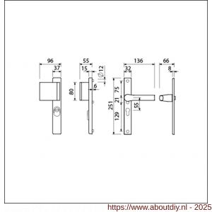 Ami VHB 251/37-90/80 KT veiligheids Rotaveer duwer-kruk smalschildgarnituur SKG*** kerntrekbeveiliging VHB 251/37 KT 55 deurduwer 90/80 links F1 en deurkruk 379 Rota 251/32 profielcilinder PC 55 deurdikte 53-57 mm - A10901273 - afbeelding 5