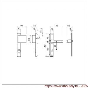 Ami VHB 251/37-90/80 KT veiligheids Rotaveer duwer-kruk smalschildgarnituur SKG*** kerntrekbeveiliging VHB 251/37 KT 92 deurduwer 90/80 rechts F1 en deurkruk 379 Rota 251/32 profielcilinder PC 92 deurdikte 53-57 mm - A10901278 - afbeelding 5