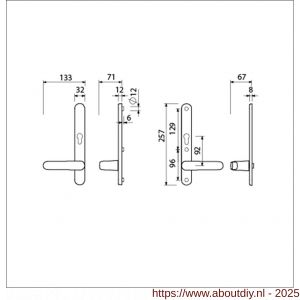 Ami VHB 257/32/2-378 veiligheids Rotaveer kruk-kruk smalschildgarnituur SKG** ovaal VHB deurkruk 378 Rota 257/32/2 profielcilinder PC 92 omkeer F1 deurdikte 53-57 mm - A10901595 - afbeelding 5