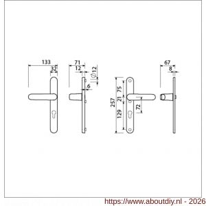 Ami VHB 257/32/2-378 veiligheids Rotaveer kruk-kruk smalschildgarnituur SKG** ovaal VHB deurkruk 378 Rota 257/32/2 buiten en binnen profielcilinder PC 72 F1 deurdikte 53-57 mm - A10901591 - afbeelding 5