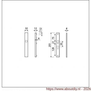 Ami VHB 251/32 veiligheidssmalschild SKG** VHB 251/32 buiten blind en binnen profielcilinder PC 55 F1 deurdikte 53-57 mm - A10901562 - afbeelding 2