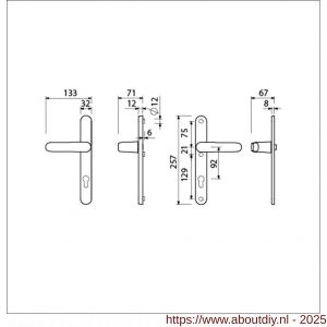 Ami VHB 257/32/2-378 veiligheids Rotaveer kruk-kruk smalschildgarnituur SKG** ovaal VHB deurkruk 378 Rota 257/32/2 profielcilinder PC 92 F1 en deurkruk 378 Rota 257/32/2 profielcilinder PC 92 deurdikte 53-57 mm - A10901593 - afbeelding 5