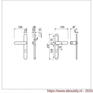 Ami VHB 257/32/2-373 veiligheids Rotaveer kruk-kruk smalschildgarnituur SKG** ovaal VHB deurkruk 373 vastdraaibaar 257/32/2 profielcilinder PC 72 F1 en deurkruk 378 Rota 257/32/2 profielcilinder PC 72 deurdikte 53-57 mm - A10900897 - afbeelding 5