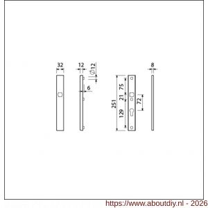 Ami VHB 251/32 veiligheidssmalschild SKG** VHB 251/32 buiten blind en binnen profielcilinder PC 72 F1 deurdikte 53-57 mm - A10901563 - afbeelding 2