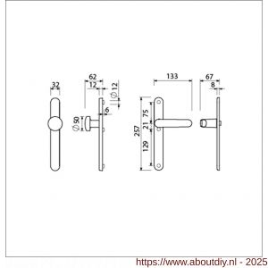Ami VHB 257/32/2-169/50-378 veiligheids Rotaveer knop-kruk smalschildgarnituur SKG** ovaal VHB 257/32/2 blind knop 169/50 F1 en deurkruk 378 Rota 257/32/2 blind deurdikte 53-57 mm - A10900877 - afbeelding 5
