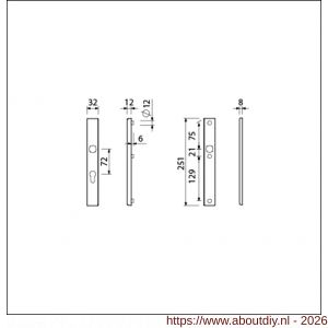 Ami VHB 251/32 veiligheidssmalschild SKG** VHB 251/32 buiten profielcilinder PC 72 en binnen blind F1 deurdikte 53-57 mm - A10901566 - afbeelding 2
