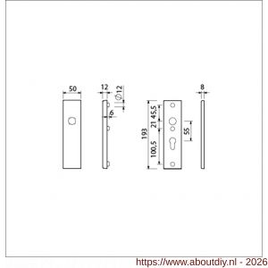 Ami VHB 193/50 veiligheidskortschild SKG*** VHB 193/50 buiten blind en binnen profielcilinder PC 55 F1 deurdikte 38-42 mm - A10901350 - afbeelding 2