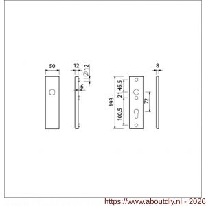 Ami VHB 193/50 veiligheidskortschild SKG*** VHB 193/50 buiten blind en binnen profielcilinder PC 72 F1 deurdikte 38-42 mm - A10901352 - afbeelding 2