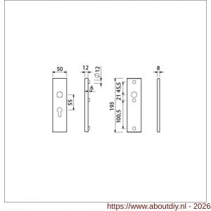 Ami VHB 193/50 veiligheidskortschild SKG*** VHB 193/50 buiten profielcilinder PC 55 en binnen blind F1 deurdikte 38-42 mm - A10901354 - afbeelding 2