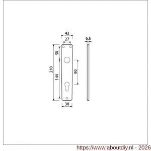 Ami 218/3 RH langschild aluminium rondhoek profielcilinder PC 90 F2 - A10900666 - afbeelding 2