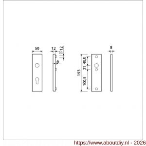 Ami VHB 193/50 veiligheidskortschild SKG*** VHB 193/50 buiten profielcilinder PC 72 en binnen blind F2 deurdikte 38-42 mm - A10901366 - afbeelding 2