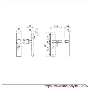 Ami VHB 251/15-169/50 KT veiligheidsvoordeur-knoplangschildgarnituur SKG*** kerntrekbeveiliging VHB 251/50/15 KT 55 knop 169/50 en deurkruk 332 profielcilinder PC 55 F1 deurdikte 38-42 mm - A10901339 - afbeelding 5