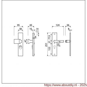 Ami VHB 251/15-144 KT veiligheidsvoordeur-knoplangschildgarnituur SKG*** kerntrekbeveiliging VHB 251/50/15 KT 55 knop 144 en deurkruk 332 profielcilinder PC 55 F1 deurdikte 38-42 mm - A10901324 - afbeelding 5