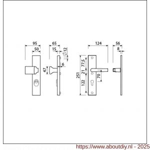 Ami VHB 251/15-144 KT veiligheidsvoordeur-knoplangschildgarnituur SKG*** kerntrekbeveiliging VHB 251/50/15 KT 70 knop 144 en deurkruk 332 M6 profielcilinder PC 70 F1 deurdikte 38-42 mm - A10901331 - afbeelding 5