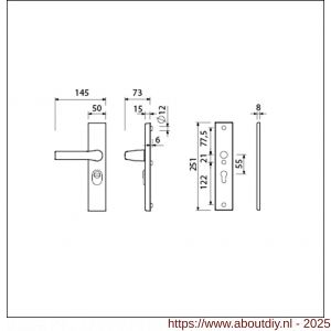 Ami VHB 251/15-379 KT veiligheids Rotaveer kruk-kruk langschildgarnituur SKG*** kerntrekbeveiliging VHB 251/50/15 KT 55 Rota kruk 379 profielcilinder PC 55 F1 deurdikte 38-42 mm - A10901232 - afbeelding 5