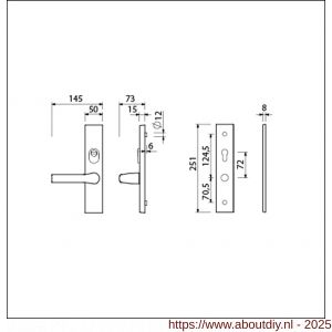 Ami VHB 251/15-379 KT senioren veiligheids Rotaveer kruk-kruk langschildgarnituur SKG*** kerntrekbeveiliging omkeer VHB deurkruk 379 Rota 251/50/15 KT 72 omkeer profielcilinder PC 72 omkeer F1 deurdikte 38-42 mm - A10901242 - afbeelding 5
