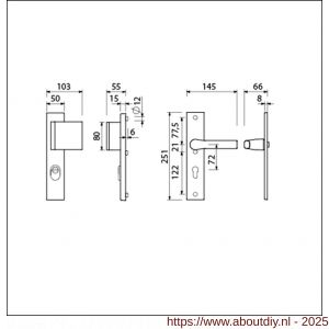 Ami VHB 251/15-90/80-379 KT veiligheids Rotaveer duwer-kruk langschildgarnituur SKG*** kerntrekbeveiliging VHB 251/50/15 KT 72 deurduwer 90/83 rechts en deurkruk 379 Rota profielcilinder PC 72 F1 deurdikte 53-57 mm - A10901149 - afbeelding 5