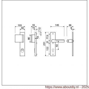 Ami VHB 251/15-90/80-379 KT veiligheids Rotaveer duwer-kruk langschildgarnituur SKG*** kerntrekbeveiliging VHB 251/50/15 KT 92 deurduwer 90/83 links en deurkruk 379 Rota profielcilinder PC 92 F1 deurdikte 53-57 mm - A10901150 - afbeelding 5