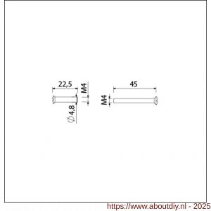 Ami patentbout compleet met huls ijzer vernikkeld M4x45 mm schroef en huls set 10 stuks - A10900204 - afbeelding 3