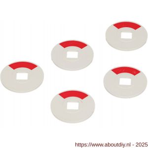 Ami indicatieplaatje kunststof rood-wit 8 mm vlak stiftontsluiting 1/4 rood verpakt per 5 stuks - A10900219 - afbeelding 3