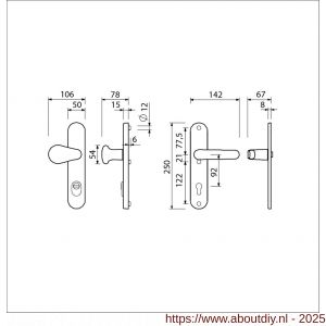 Ami VHB 250/15-173-378 KT veiligheids Rotaveer knop-kruk langschildgarnituur SKG*** kerntrekbeveiliging VHB knop 173 Varo en deurkruk 378 Rota 250/15 buiten kerntrek KT 92 binnen profielcilinder PC 92 Irox deurdikte 38-42 mm - A10901303 - afbeelding 4