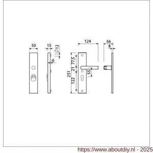 Ami VHB 251/15 KT veiligheidslangschild SKG*** kerntrekbeveiliging VHB 251/50/15 buiten KT 55 binnen profielcilinder PC 55 met deurkruk 332 F1 deurdikte 53-57 mm - A10901494 - afbeelding 4