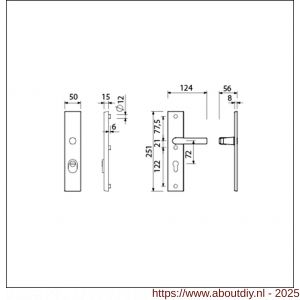 Ami VHB 251/15 KT veiligheidslangschild SKG*** kerntrekbeveiliging VHB 251/50/15 buiten KT 72 binnen profielcilinder PC 72 met deurkruk 332 F1 deurdikte 38-42 mm - A10901495 - afbeelding 7