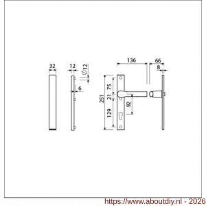 Ami VHB 251/32-379 veiligheids Rotaveer kruk-kruk smalschildgarnituur SKG** VHB 251/32 geheel blind F1 en deurkruk 379 Rota 251/32 profielcilinder PC 92 deurdikte 53-57 mm - A10900884 - afbeelding 2