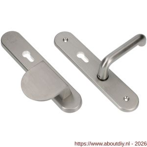 Ami VHB 250/15 KT senioren veiligheidslangschild SKG*** kerntrekbeveiliging Archi Design ovaal omkeer VHB 250/50/1 kerntrek KT 72 omkeer deurduwer 90/83 links en deurkruk 356 Irox deurdikte 38-42 mm - A10901127 - afbeelding 1