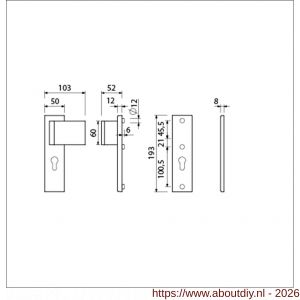 Ami VHB 193/50-90/60 veiligheidsvoordeur-duwerkortschildgarnituur SKG*** VHB 193/50 deurduwer 90/60 rechts buiten en binnen profielcilinder PC 55 zonder deurkruk F1 deurdikte 38-42 mm - A10900935 - afbeelding 2