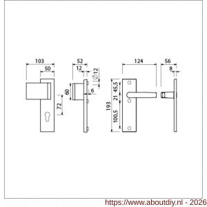 Ami VHB 193/50-90/60 veiligheidsvoordeur-duwerkortschildgarnituur SKG*** VHB 193/50 deurduwer 90/60 links buiten profielcilinder PC 72 en binnen blind deurkruk 332 F2 deurdikte 38-42 mm - A10901782 - afbeelding 2