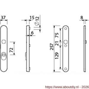 Ami VHB 257/37/2 KT veiligheidssmalschild SKG*** kerntrekbeveiliging ovaal VHB 257/32/2 buiten kerntrek KT 72 en 257/32/2 binnen blind F1 deurdikte 53-57 mm - A10901667 - afbeelding 2